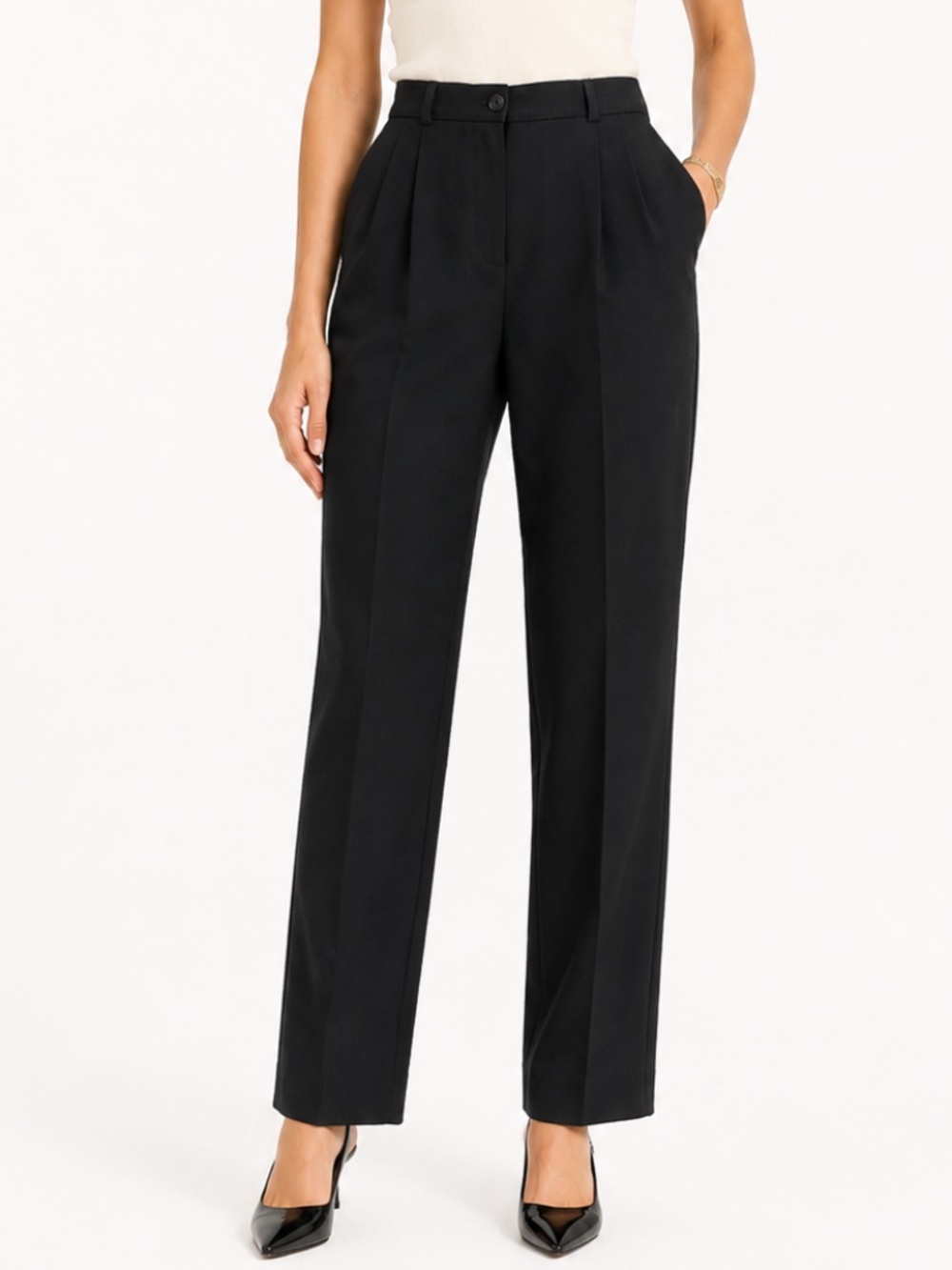 PENDLETON Pleated 100% Virgin Wool Trousers Black Size 8